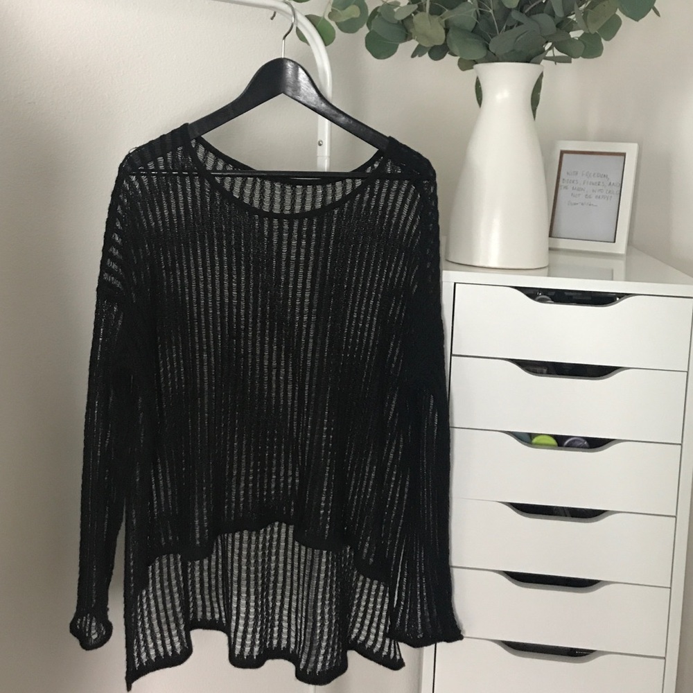 Mesh Knit High Low Sweater